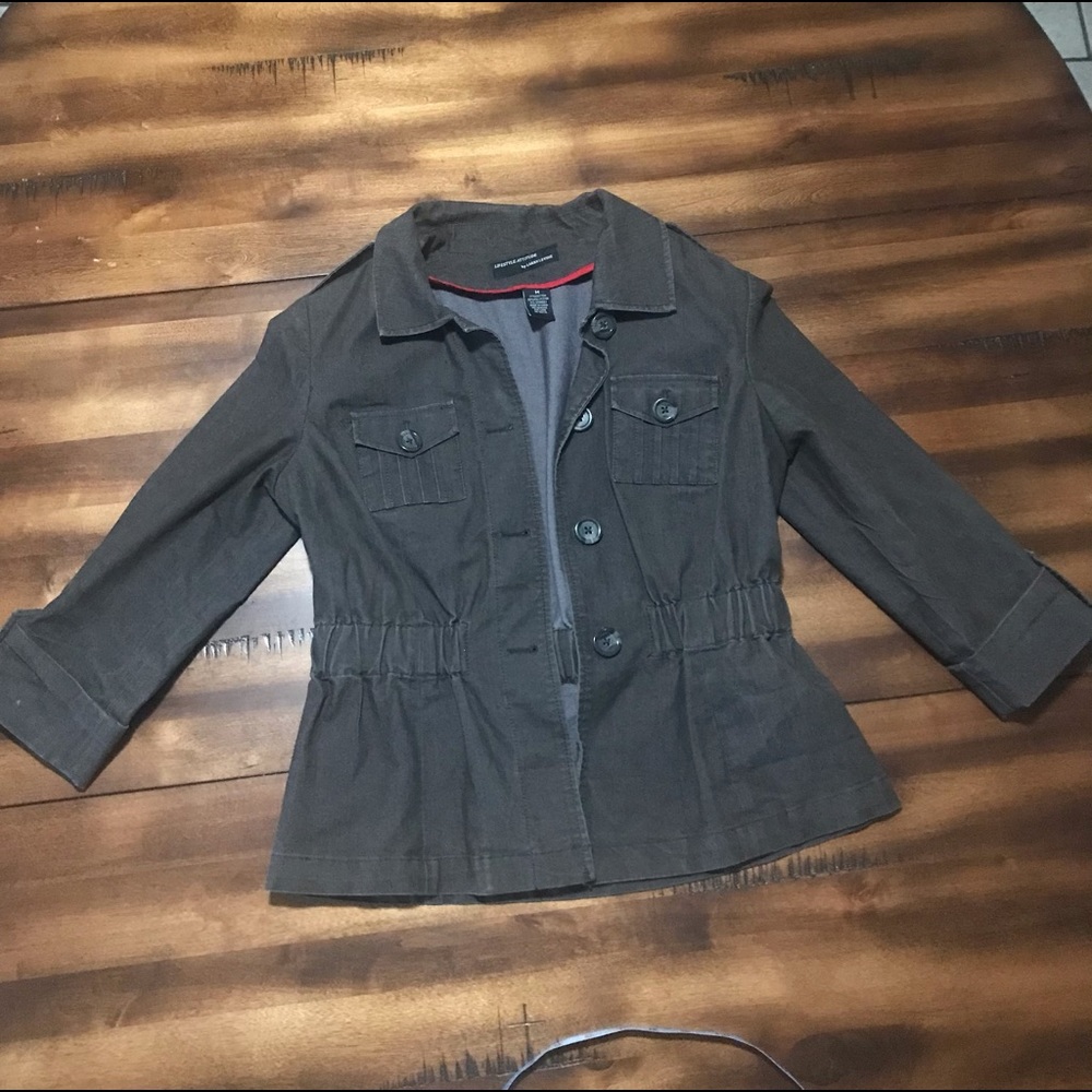 Lifestyle Attitude Womens Brown Safari 3/4 Sleeve Military Jacket Sz-M